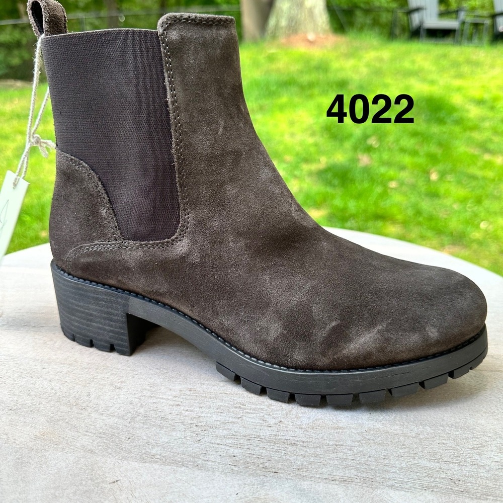Joie Womens Ankle Boots Size 8.5 Khaki Brown Suede Pull On Block Heel Lug Sole